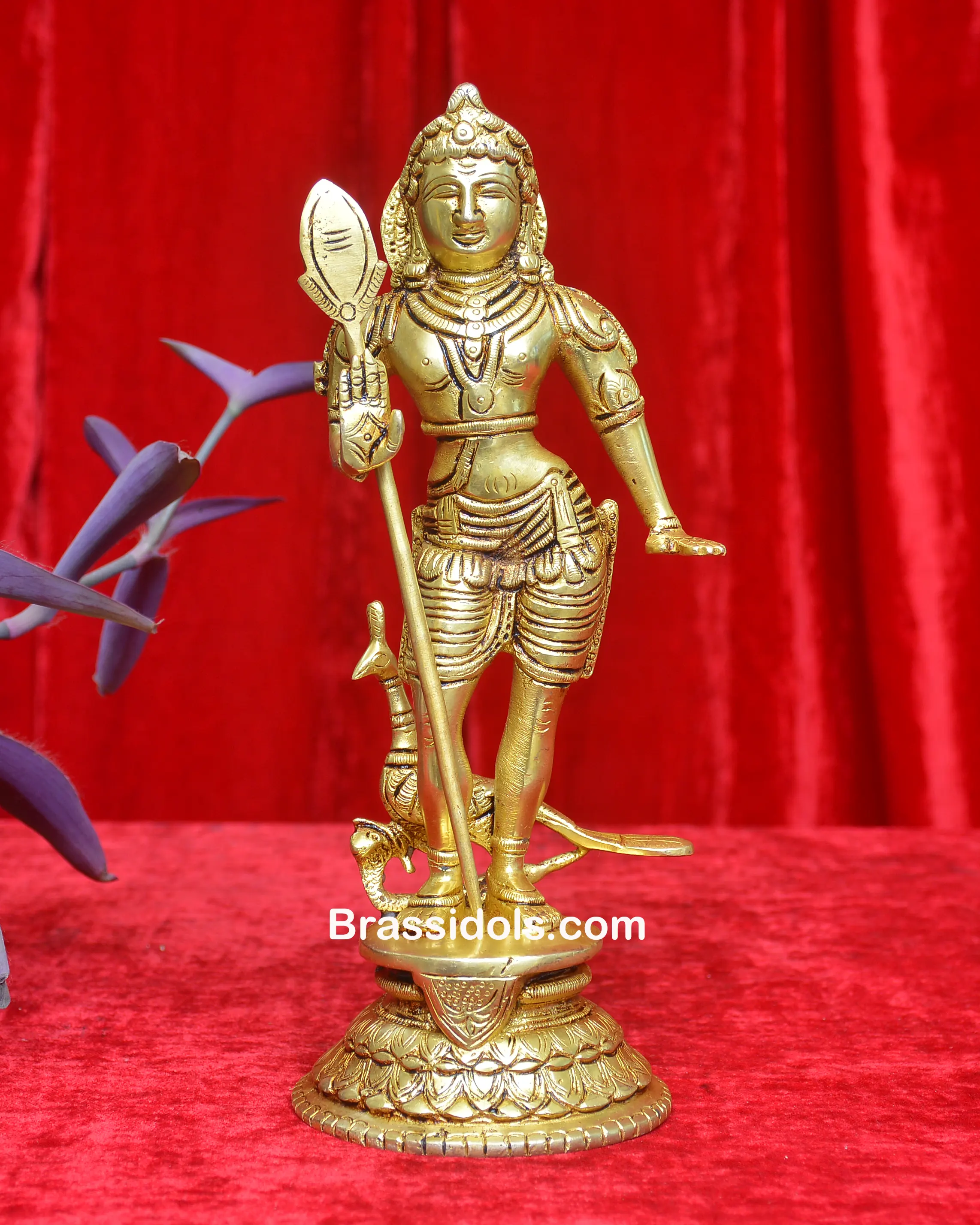 Brass Standing Peacock Murugan 10 inch - image 1