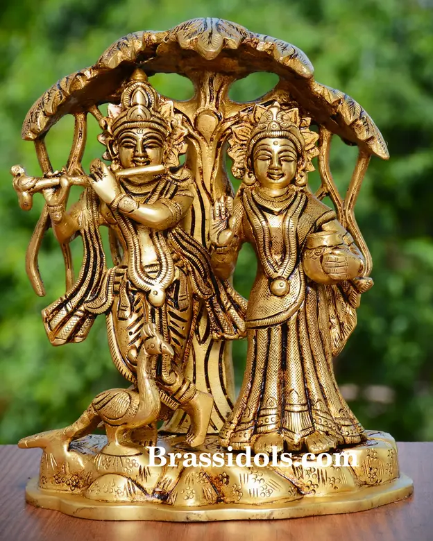 Radha Krishna Under Kadamba Tree With Peacock - image 1