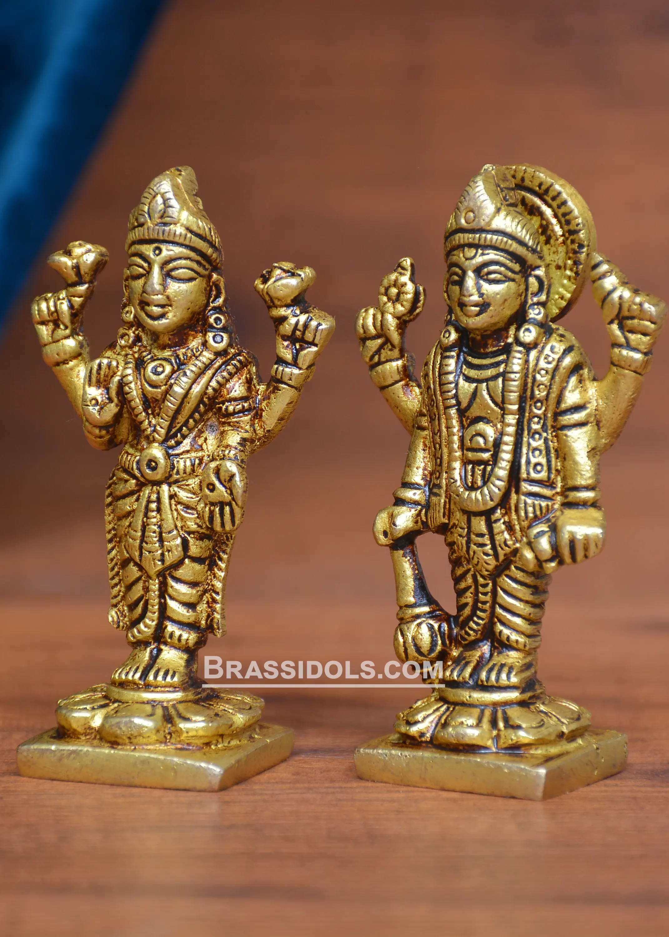 BRAS STANDING LAXMI VISHNU IDOL - image 2