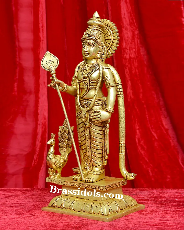 Majestic Batu Caves Sri Subramaniar Swamy with Mayil Brass Idol - 16 Inches - image 2