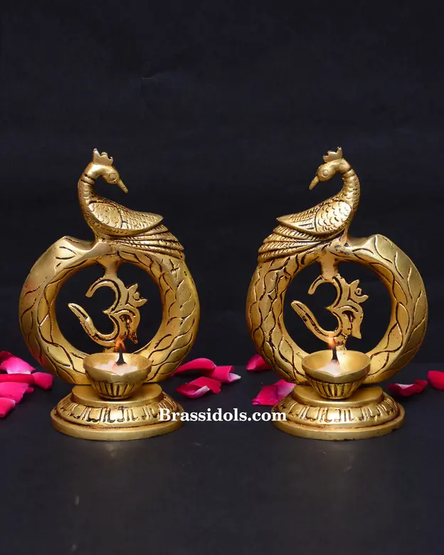 Peacock Diya With Om - image 1