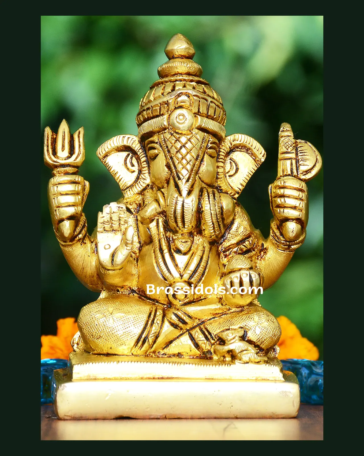 Brass Dagdu Ganesha idol - 3.5 inches - image 1