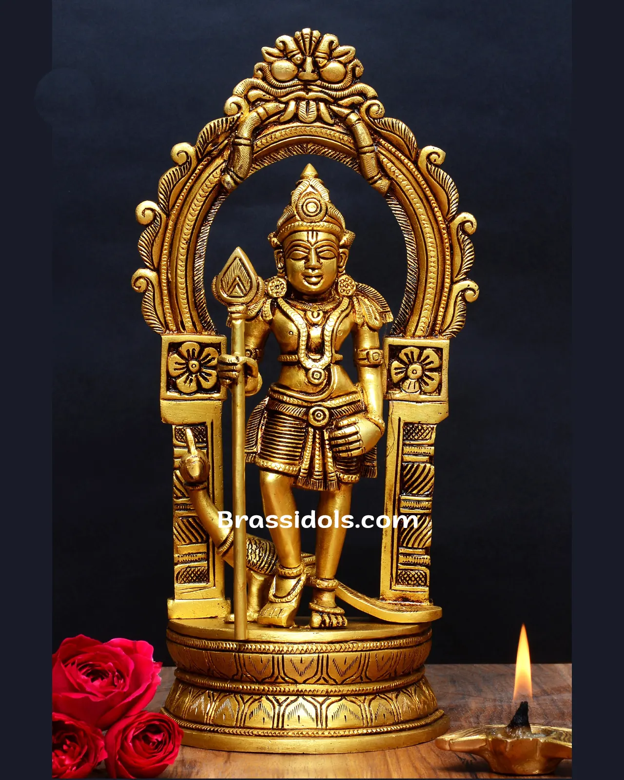 Holy Vel Murugan with Mayil Brass Idols - 12 Inches - image 1