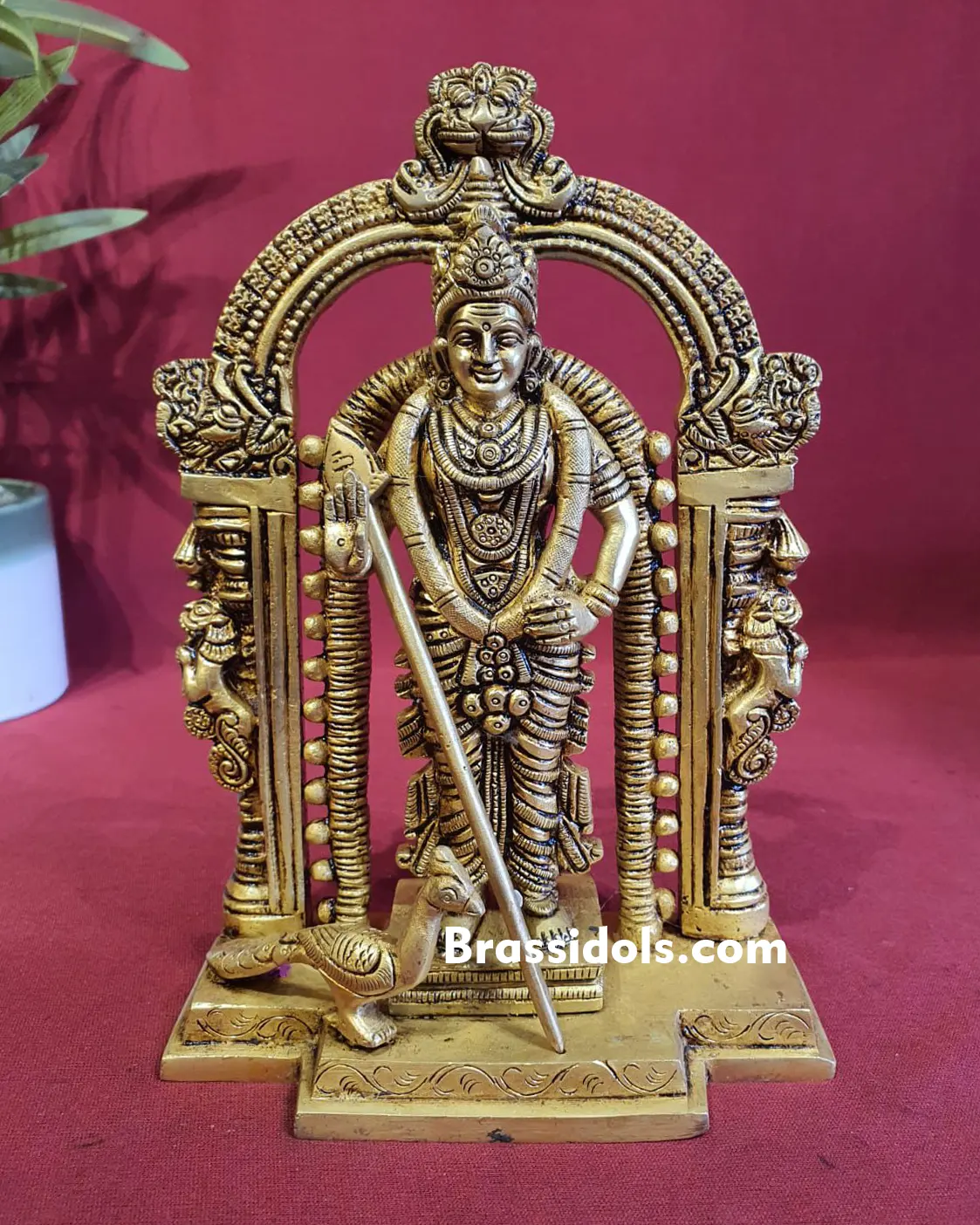 Charming Thiruchendur Murugan with Mayil Brass Idol - 8.5 Inches - image 1