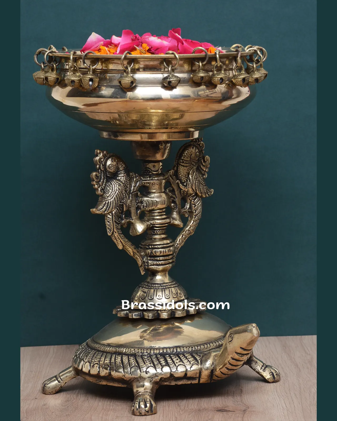 Brass Tortoies Standing Urli - image 2