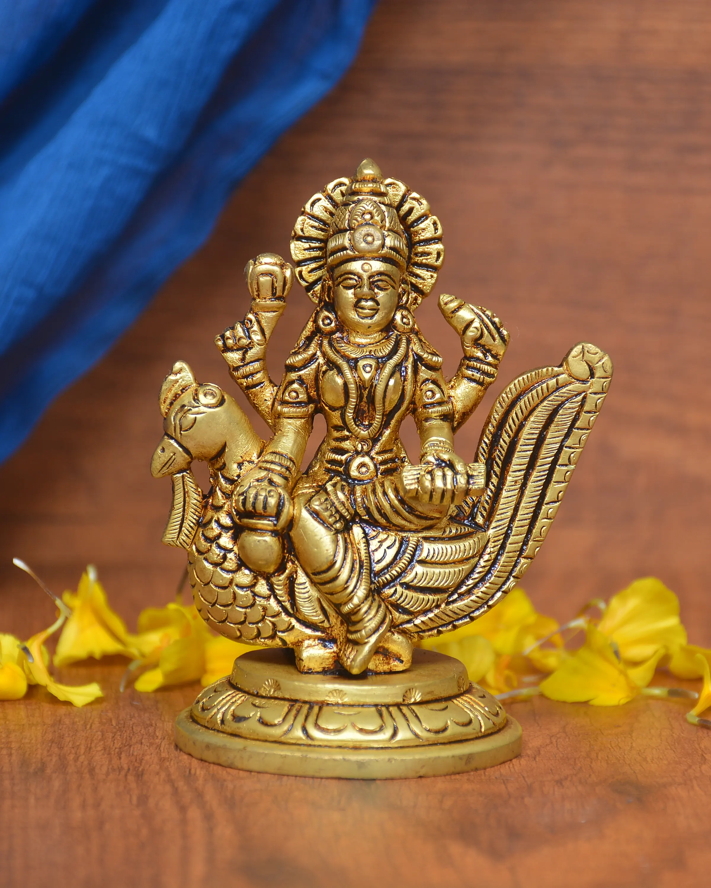 ROUND BASE GAYETRI MAA SITTING ON DUCK - image 1