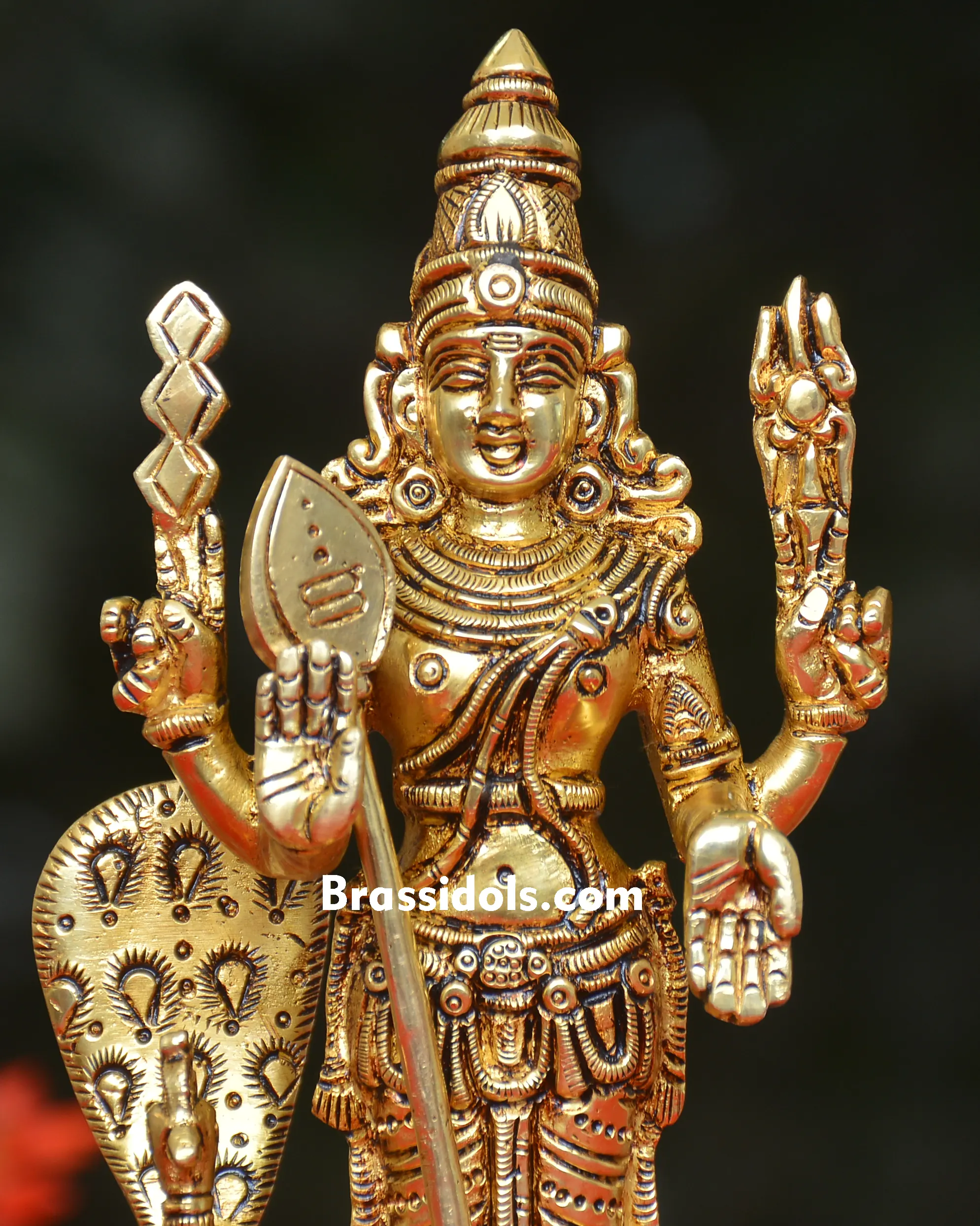 BRASS MURGAN STANDING WITH PEACOCK - image 2