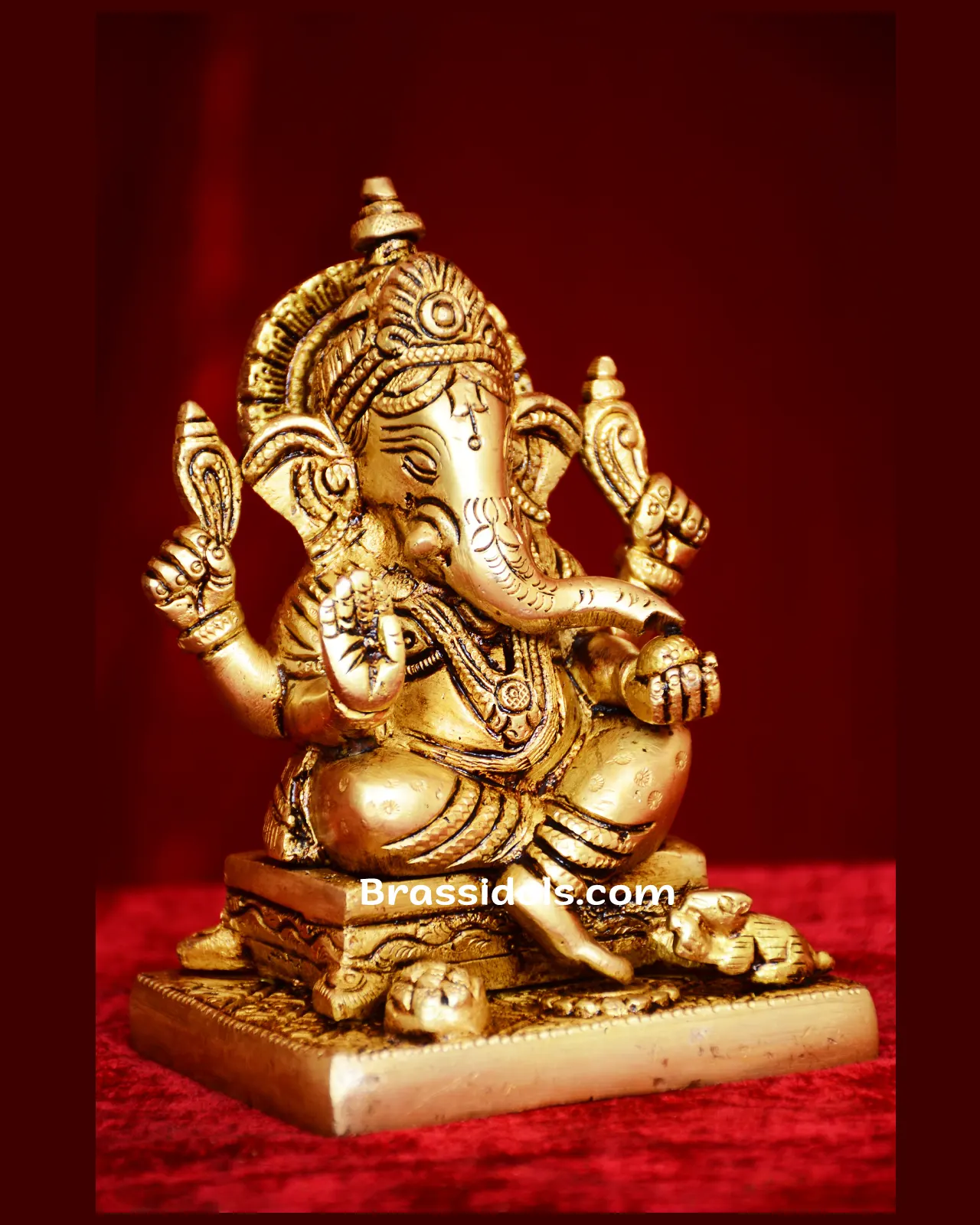 Brass Double Choki Ganesh - 5 inches - image 2