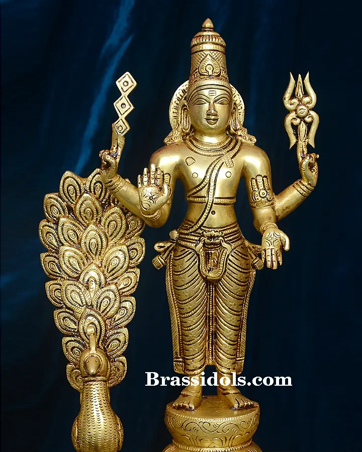 Divine Murugan with Valli Deivanai Brass Idol Set - image 1
