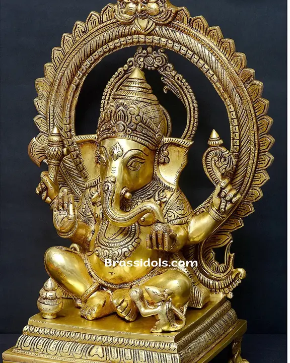 Brass Thiruvachi Ganesha idol - 26 inches - image 2