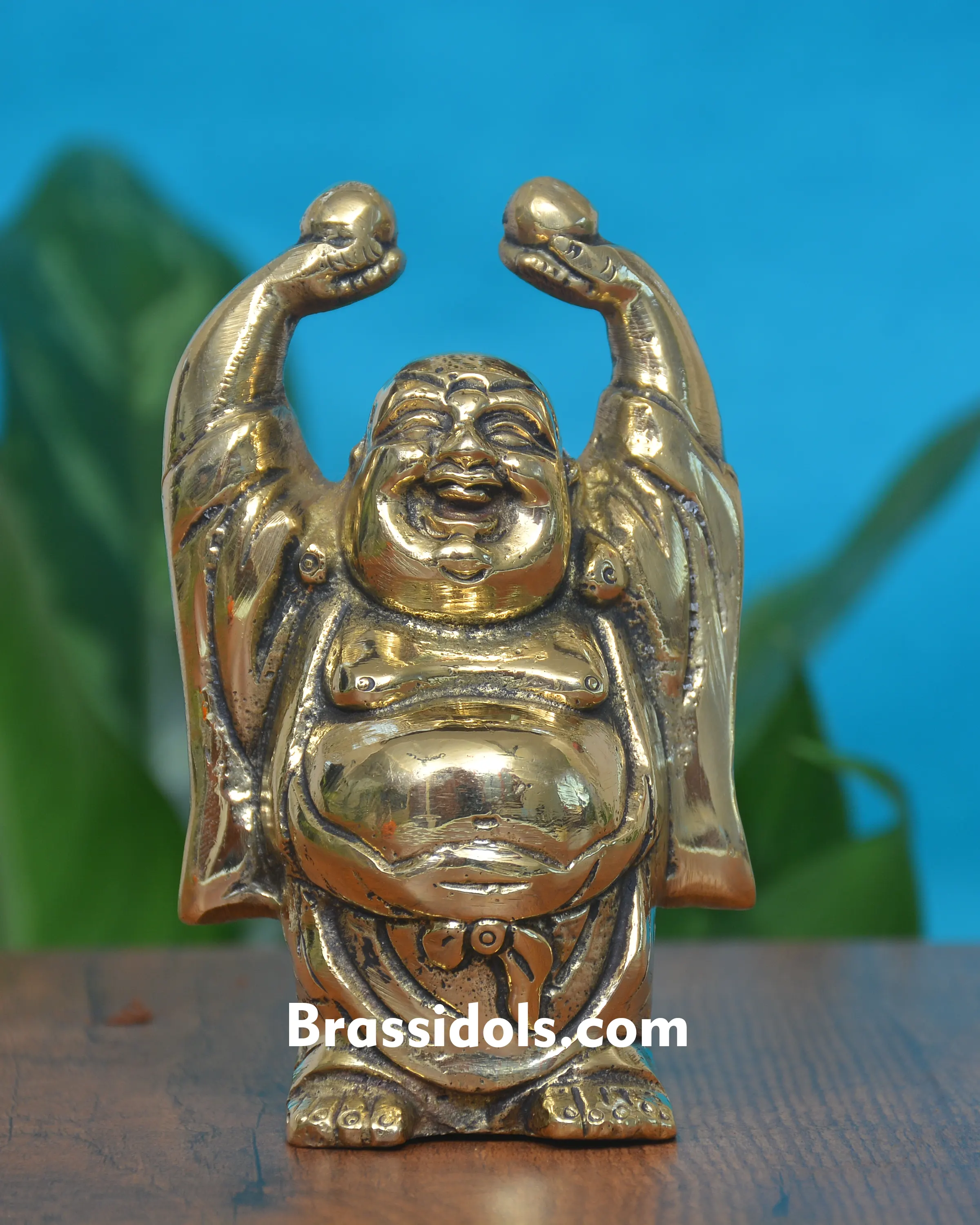 Happy Man Brass Figurine with Raised Hands - 500 gm - image 1