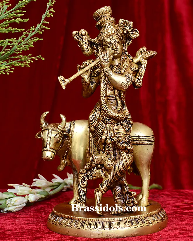 Round Base Cow Krishna - image 1