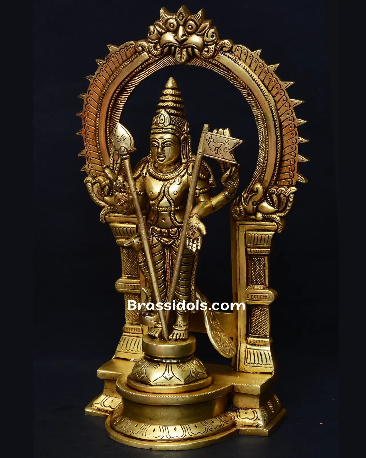 Divine Mayil Panchaloha Murugan with Vel Kodi Brass Idol - image 2