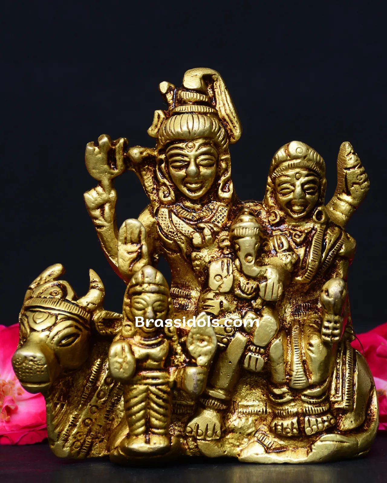 Auspicious Kamadenu Sivan Parvathi with Murugan Idols - 3.5 Inches - image 1