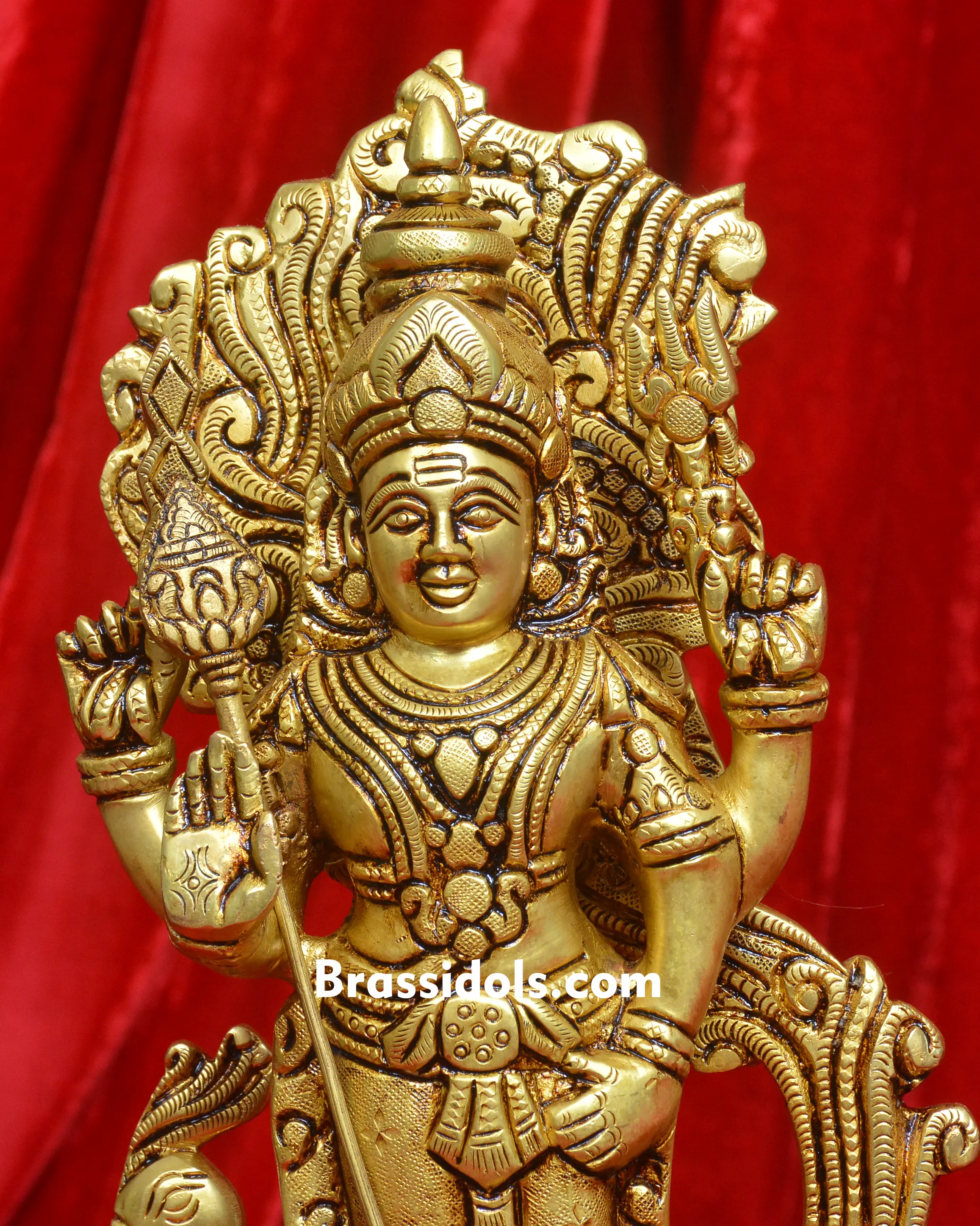 Majestic Murugan with Mayil and Vajrayudham Brass Idol - image 2