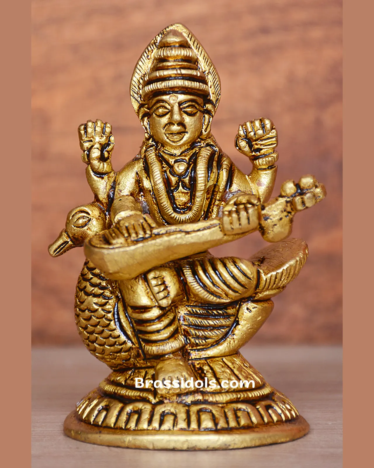 Brass Saraswati Round Base - image 1