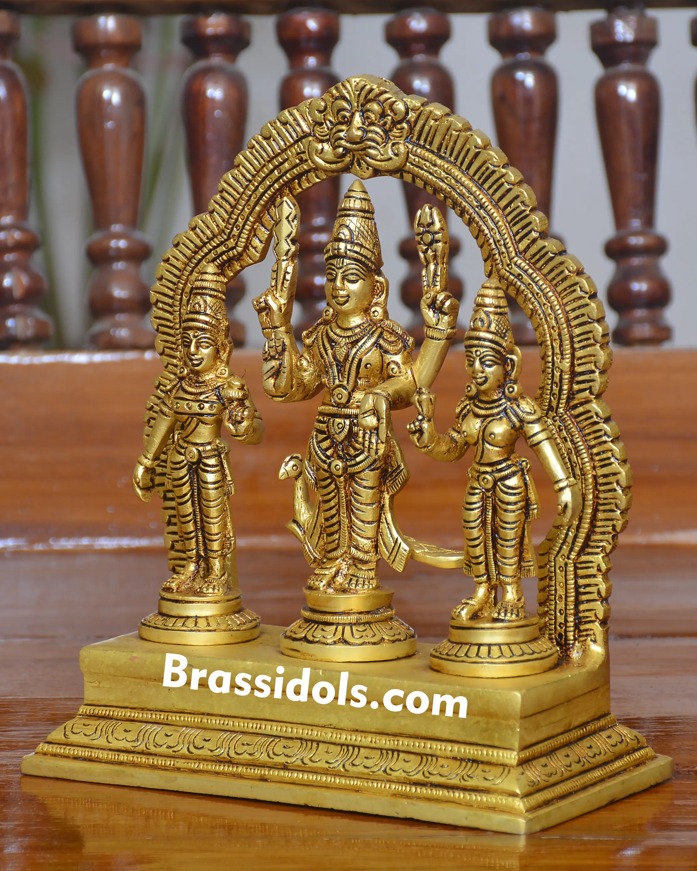 Charming Valli Devanai Murugan with Mayil and Vajrayudham Brass Idol - image 2