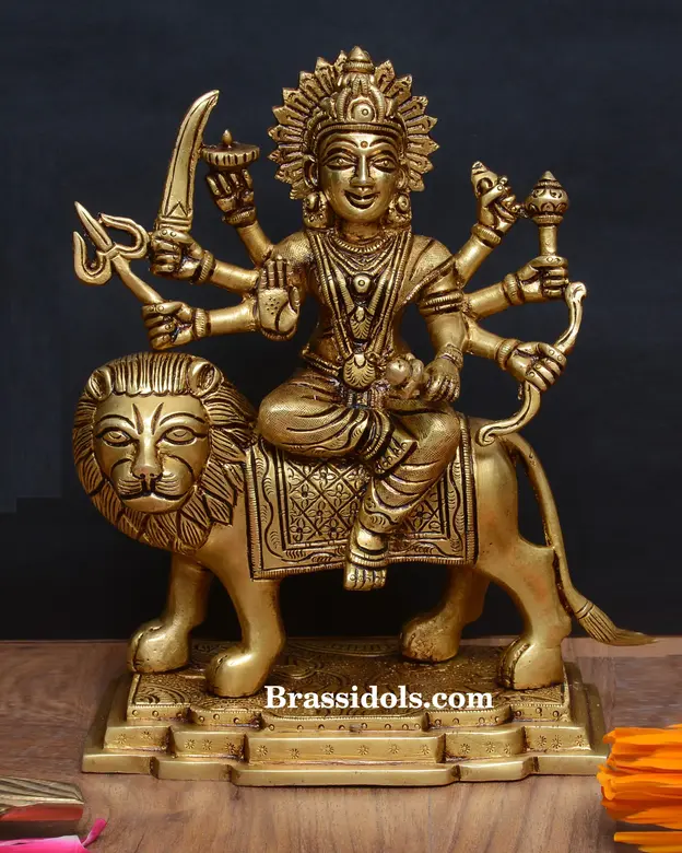 Brass Durga with Base (8 Inch) - image 1