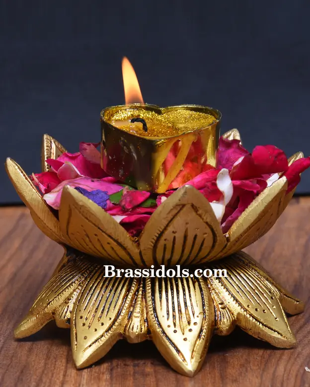 Standing Lotus with candle diya - image 1