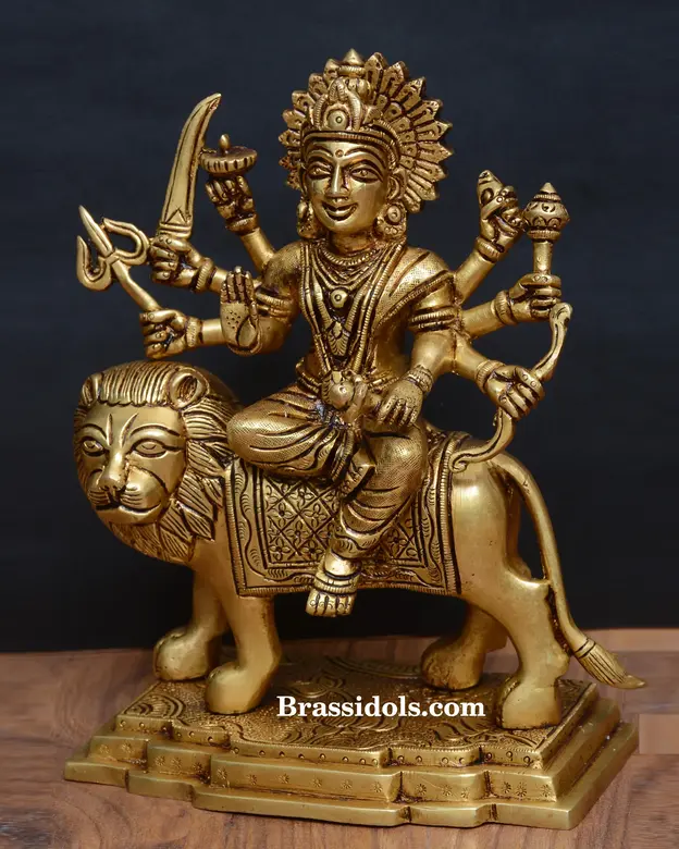 Brass Durga with Base (8 Inch) - image 2