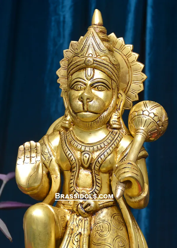 Brass Sitting Hanuman 16 inches - image 2