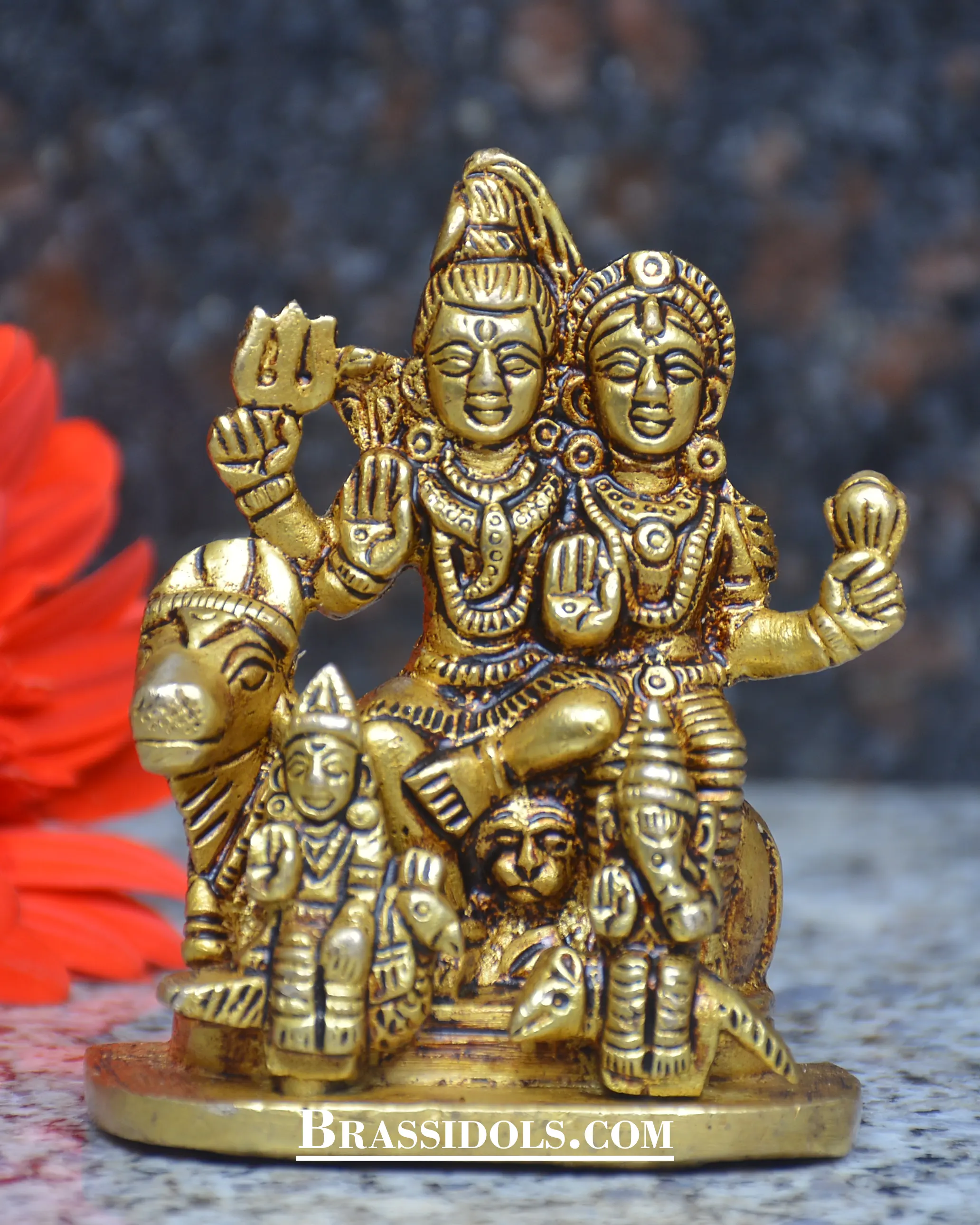 Brass Sitting Shiv Family 3.5 inch - image 1