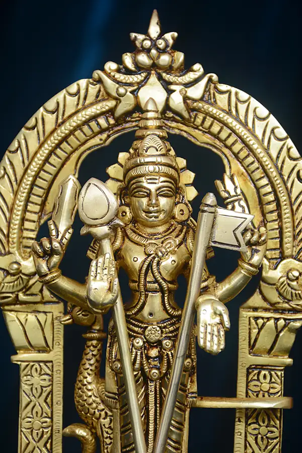Charming Seval Kodi Murugan Brass Idol with Frame - image 2