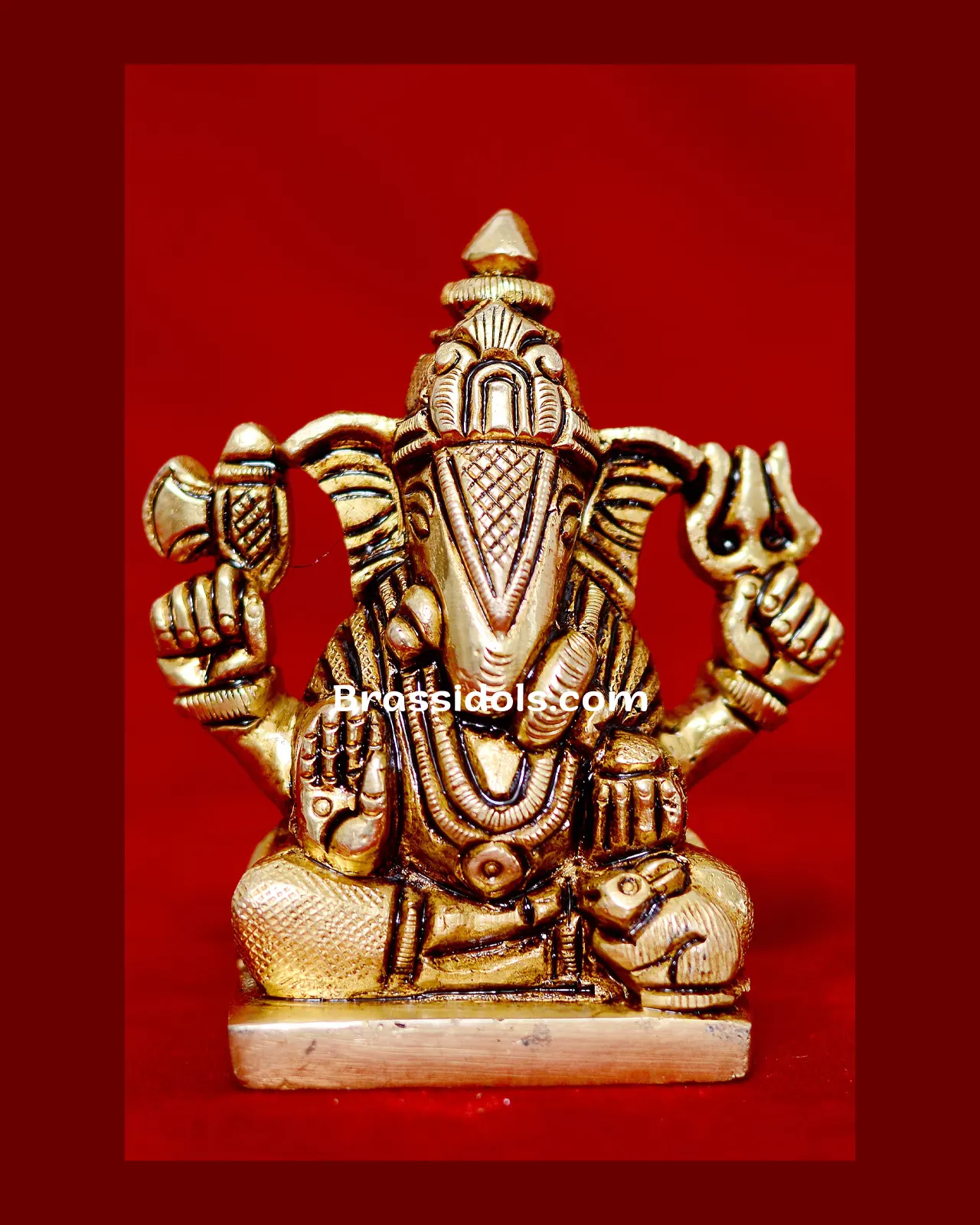 Brass Dagudu Ganesha Square Base idol - 5.5 inches - image 1